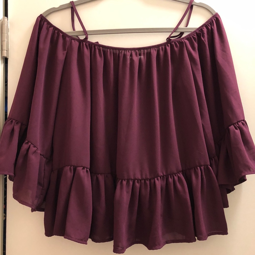 Magenta Off-The-Shoulder Shirt